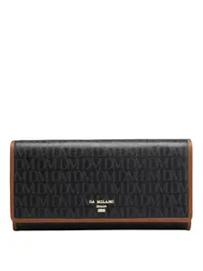 Da Milano Genuine Leather Black Flap Over Womens Wallet (10193)