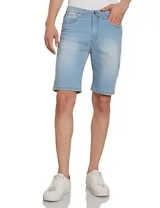 Amazon Brand - Symbol Men's Cotton Rich Stretchable. Regular Fit Denim Shorts