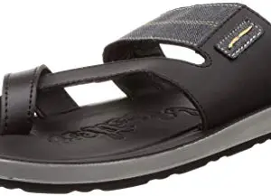 Walkaroo Men's Faux Leather Black Outdoor Sandals - 9 UK (WG5301)
