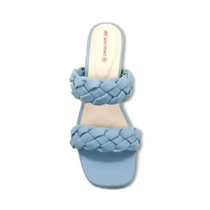 NINEGRAM Double Braided Strap Box Heels for Women| Block Heels for Women| Heels for Women| Sandals for Women| Heels for Girls| Footwear for Women| Heels| Perfect Blend of Fashion and Tailored Comfort|