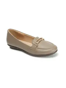 ELLE Women's Stylish Slip On Comfortable Loafers Colour-Khaki, Size-UK 5