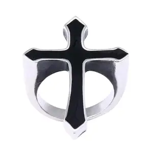 Myginie.in Rings For Men Black Cross Viking Biker Ring Size 6 (8)
