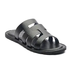 Michael Angelo Synthetic Leather Regular Black Flat Sandals Comfortable Slippers for Men
