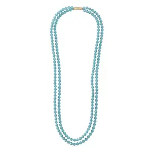 Peacock Blue Glass Bead Necklace Handmade Jewelry with Crystal Beads Pack of 1