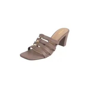 Mochi Women Brown Block Heel Fashion Slip-on Sandal UK/6 EU/39 (40-309)