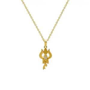 Silberry 925 Sterling Silver 18k Gold plated Trishul Pendant with Chain | Necklace for Women & Girls | With Certificate of Authenticity and BIS Hallmark