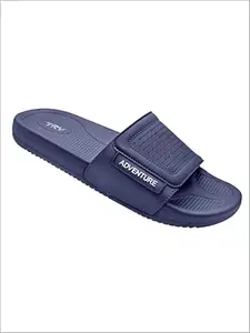 TRV Coco-Rapid Blue Men's Slides – Lightweight Slippers with Slip-On fit, Flat Base, Cushioned Grip. Ideal Footwear Man for Casual wear, Travel, and Everyday Comfort-9 Kids UK