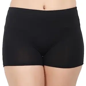 Women's Cotton Blend Regular Boy Shorts (Black- M)