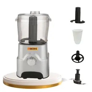 Berg Mini Chef 400 Watts Atta Kneader | Food Processor | Cirtus Juicer | Vegetable Chopper | Whisker for Home with 3 speed setting and 100% copper motor (Silver) (Silver)
