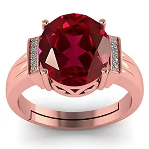LMDLACHAMA LMDLACHAMA 7.25 Ratti / 6.50 Carat Red Ruby Certified Gemstone Rose Gold Adjustable Ring Astrological Purpose