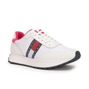 Tommy Hilfiger Leather Solid White Women Flat Sneakers (F23HWFW014) Size- 37