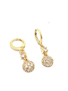 Gold Plated American Diamond Drop Earrings for Women Fashion, Earinging for Girls Stylish, Small Earrings for Women Daily Use - Light weighted modern jewellery, Girls Earrings Stud