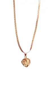 BARBUDDY Traditional 1 Gm Gold Plated Heart Shape Pendant With Chain For Women & Girls.