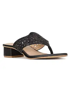 Bata Women's Polka Thong Black Slipper-4 Kids UK (6716902)
