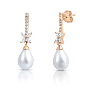 Zavya 925 Sterling Silver Pearl Rose Gold Plated Earrings | Gifts For Women And Girls | With Certificate of Authenticity and 925 Hallmark