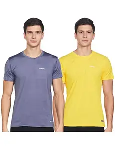 Charged Endure-003 Chameleon Spandex Knit Round Neck Sports T-Shirt Light-Grey Size Large And Charged Pulse-006 Checker Knitt Round Neck Sports T-Shirt Yellow Size Large