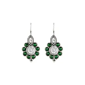 Teejh Himanika Green Silver Oxidised Earrings