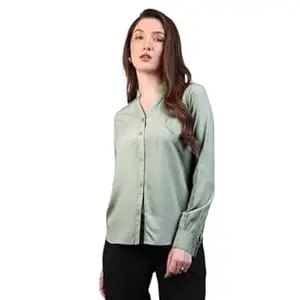 Urbano Fashion Women's Modal Viscose Full Sleeve Regular Fit Casual Solid Shirt with Mandarin Collar