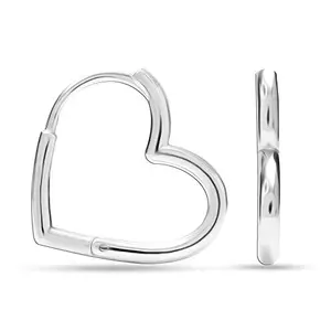 Amazon Brand - Nora Nico 925 Sterling Silver BIS Hallmarked Love Heart Silver-Plated Hoop Earrings for Girls