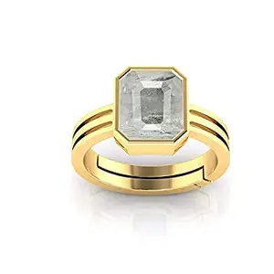ANUJ SALES 12.25 Ratti Certified Unheated Untreated Natural panchdhatu Adjaistaible Gold Ring White Sapphire Pukhraj Loose Gemstone for Women and Men