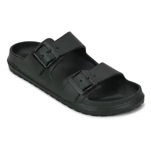 Liberty A-HA COMMIT Slippers for Men - Black, Light Grey & Olive Green | Casual Slip-on Flats/Slippers Footwear - Buckle Closure | Casual Outdoor Chappal, Monsoon, Rainy Season Footwear for Man