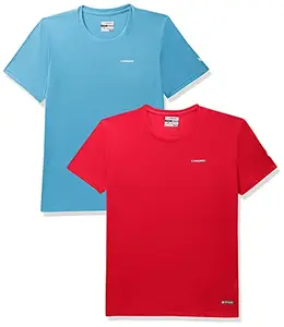Charged Endure-003 Chameleon Spandex Knit Round Neck Sports T-Shirt Red Size 2Xl And Charged Pulse-006 Checker Knitt Round Neck Sports T-Shirt Scuba Size 2Xl