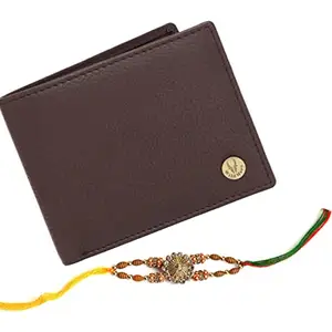 WildHorn Rakhi Hamper Classic Men's Leather Wallet for Brother (Brown)