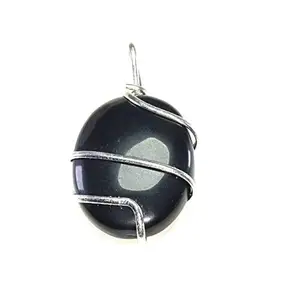 CA AGATE Black Tourmaline Oval Healing Pendant Necklace Wire Wrapped Black Tourmaline Oval Healing Crystals Pendant