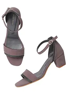 Marc Loire Women's Grey Party Open Toe Block Heel Fashion Sandals, 6 UK