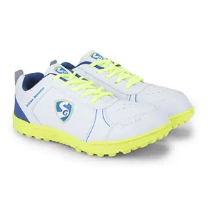 SG Mens Bouncer 2.0 White/Royal Blue/Lime Cricket Shoe - 10 UK (SG01CR161662)
