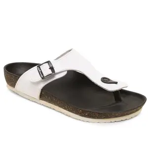 SOLETHREADS PHARAOH | Slippers for Men | Stylish| Cushion | Bounce Back | Durable | Velvet Upper | Outdoor | Sandal |Flip Flops for men | WHITE | 6UK