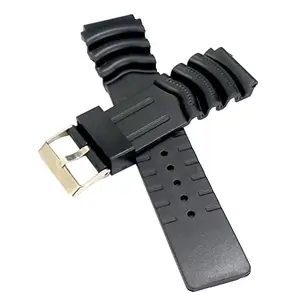 Ewatchaccessories 22mm PU Rubber Watch Band Strap Fits SAILOR AUTOMATIC Black Pin Buckle-PB-370