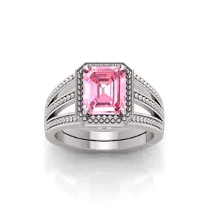 RRVGEM 9.00 Carat Pink Sapphire Gemstone Silver Plated Ring Adjustable Ring Size 16-22 for Men and Women