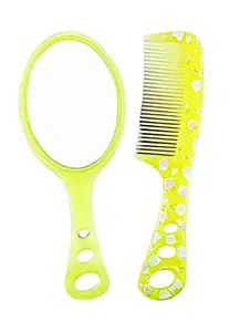 Glavon's Printed Hair Comb & Mirror Set for Kids - Yellow- [ Budget Pack of 15 Set ]