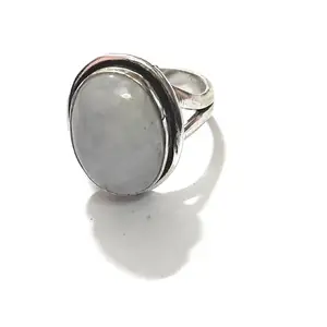 ASTROGHAR Natural White Moon Stone Crystal Ring For Women And Men For Reiki Chakra Healing