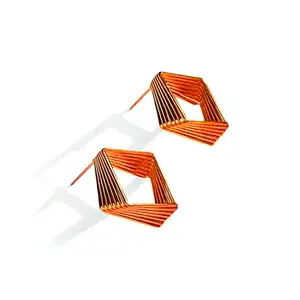 Geometric Rectangle Statement Earrings, Gold Plated, Lightweight Wire Design, Fashion Jewellery for Women