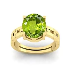 Panna Panchdhatu Ring - 7.25 Ratti Certified - Adjustable Ring - Panna Upratna Rashi Ratan - Panchdhatu Anguthi - Panna (Amethyst) Gemstone Unisex Peridot010-1-ring-40