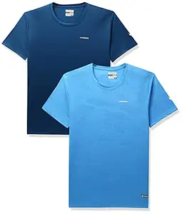 Charged Active-001 Camo Jacquard Round Neck Sports T-Shirt Scuba Size 2Xl And Charged Energy-004 Interlock Knit Hexagon Emboss Round Neck Sports T-Shirt Teal Size 2Xl