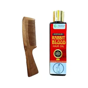 G Krishna Naturals Hair Brushes Wooden Neem Comb & Flaxseed Conditioner for Women & Men | Durable Long Lasting Wood Kangi and Hair Conditioner for Natural Hair Growth (Pack of 1 Each)(GKNAPC1-02)