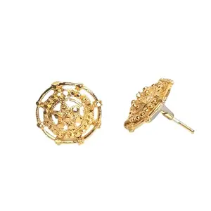 Ritvag Jewels Gold-Plated Alloy Stud Earrings, Traditional Modern Style, Lightweight, Women & Girls