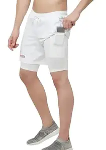 BOLD FITNESS 2 in 1 Active Dual Shorts with Inner Tights Layer | Men's Double Layer Short for Running, Gym & Sports