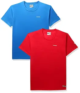 Charged Active-001 Camo Jacquard Polyester Round Neck Sports T-Shirt Red Size 2Xl And Play-005 Interlock Knit Geomatric Emboss Polyester Round Neck Sports T-Shirt Scuba Size 2Xl