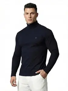 CHKOKKO Men's Winter Wear Cotton High Neck Full Sleeves Regular Fit T-Shirt