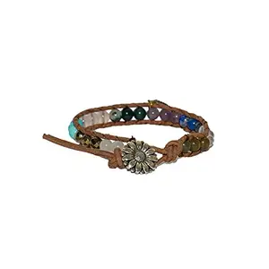 Gemaltic Wrap Bracelet for Men Women - Handmade Adjustable Multicolor Stone with Starfish Charm (Multicolor)