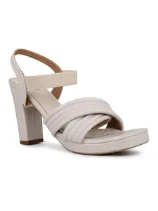 Inc.5 Womens Cream Party Wear Open toe Block Heel Sandals