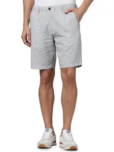 Celio Men Navy Blue Solid Regular Fit Linen Casual Shorts (3596656093123, Blue, M)