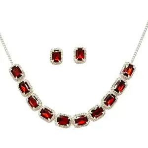 RED CRYSTAL JEWELLERY WITH EARRINGS
