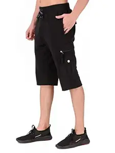 UZARUS Men's Cargo Capri Shorts with 9 Pockets