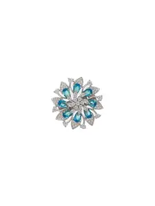 SARAF RS JEWELLERY- Aqua Blue AD Designer Adjustable Engagement Finger Ring