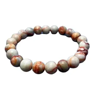 LKBEADS Orange Jasper Bracelet, Natural Beaded Bracelet for Healing & Balance, Handmade Gemstone Jewelry Gift, Chakra Energy Accessory|8mm Round|Smooth|Multicolor|SRC_LI_000999